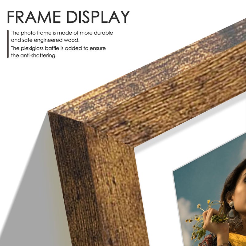 DUENPY 8.5x11 Double 5x7 Picture Frame Double Picture Frame Displays Two 5x7 inch Photos Available Horizontal Wall Mounting Display and Vertical Brown - Image 5