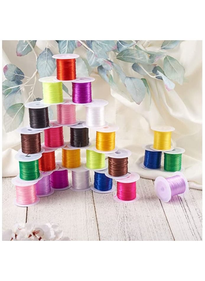 Generic 25 Pieces Jewelry Cord Elastic Bracelet Rope Crystal Beading Mix colors5 x 5 x 4cm  - Image 1