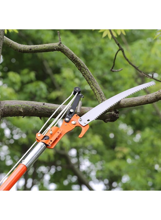 Manual Pole Saw, 7.84-26 ft Extendable Tree Pruner, Sharp Steel Blade and Scissors High Branches Trimming, Branch Trimmer with Lightweight 8 Fiberglass Handles(A) - Image 2