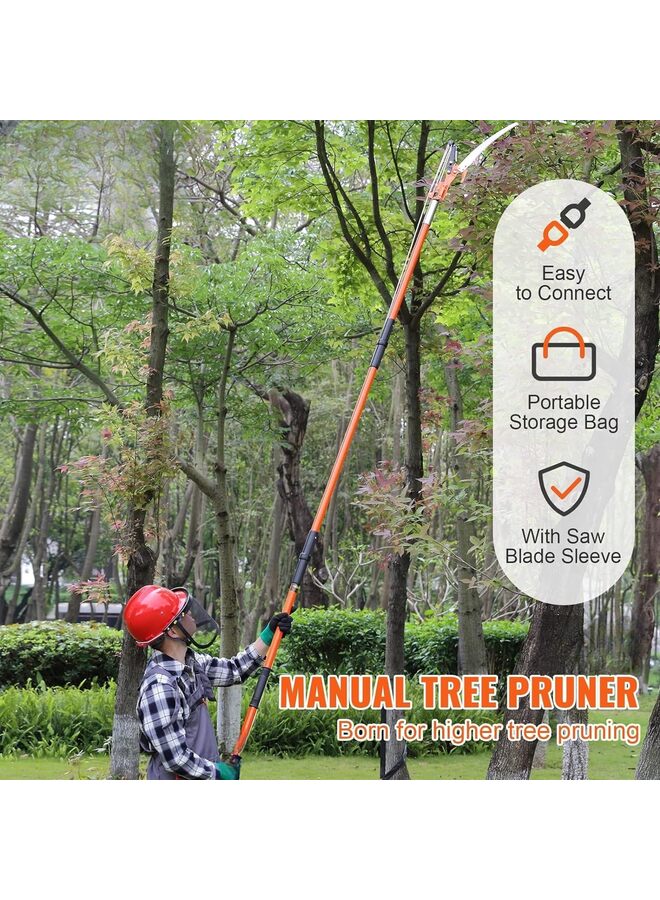 Manual Pole Saw, 7.84-26 ft Extendable Tree Pruner, Sharp Steel Blade and Scissors High Branches Trimming, Branch Trimmer with Lightweight 8 Fiberglass Handles(A) - Image 4