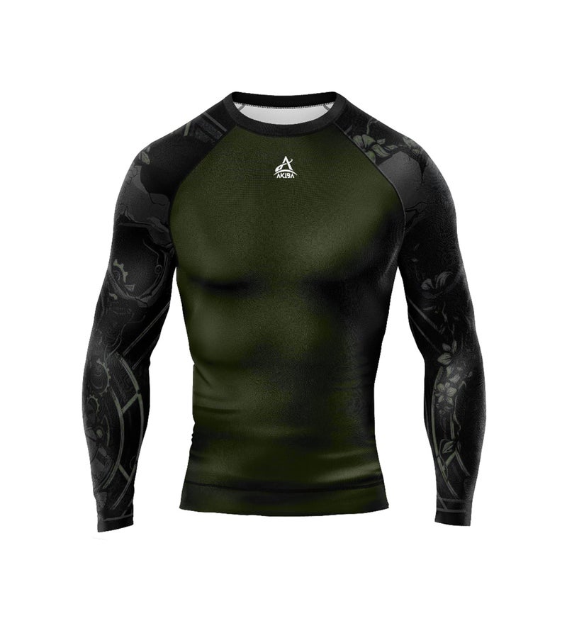 AKIBA Full Sleeve Compression Skins Performance Fit Rash Guard T Shirt for Men 40 (Olive Green) MMA BJJ Gym Running Cycling, High Intensity Training Long Lasting Performance for Workout & Sports Use - Image 2