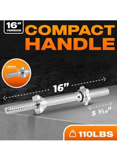 Yes4All Metal Threaded Dumbbell Handles Chrome Grip  - Image 2