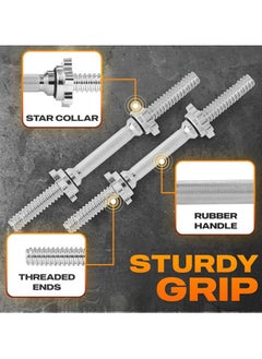 Yes4All Metal Threaded Dumbbell Handles Chrome Grip  - Image 3