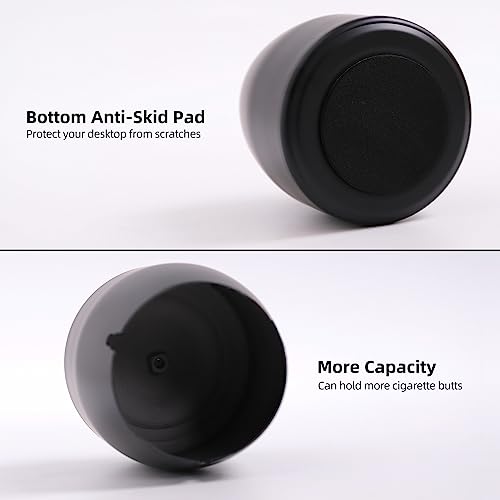 IN ONE Ashtray with Lid for Cigarette, Stainless Steel Smokeless Odorless Windproof Ashtrays for Home Office Tabletop Outside Patio Outdoor Balcony(3.54"x3.0"x3.38") - Image 3