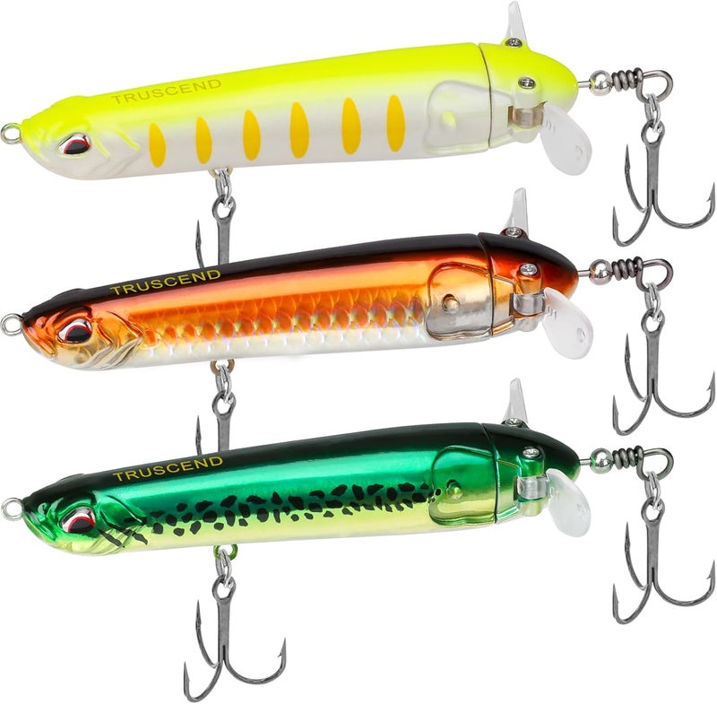 TRUSCEND Top Water Fishing Lures with BKK Hooks, Whopper Lure for Freshwater or Saltwater, Floating Lures for Bass Catfish Pike Walleye, Surface Wobble PoPobait Baits Teasers Fishing Gifts for Men - Image 1