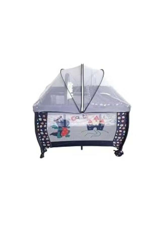 Children's play bed with a mosquito net, dark blue - Image 1