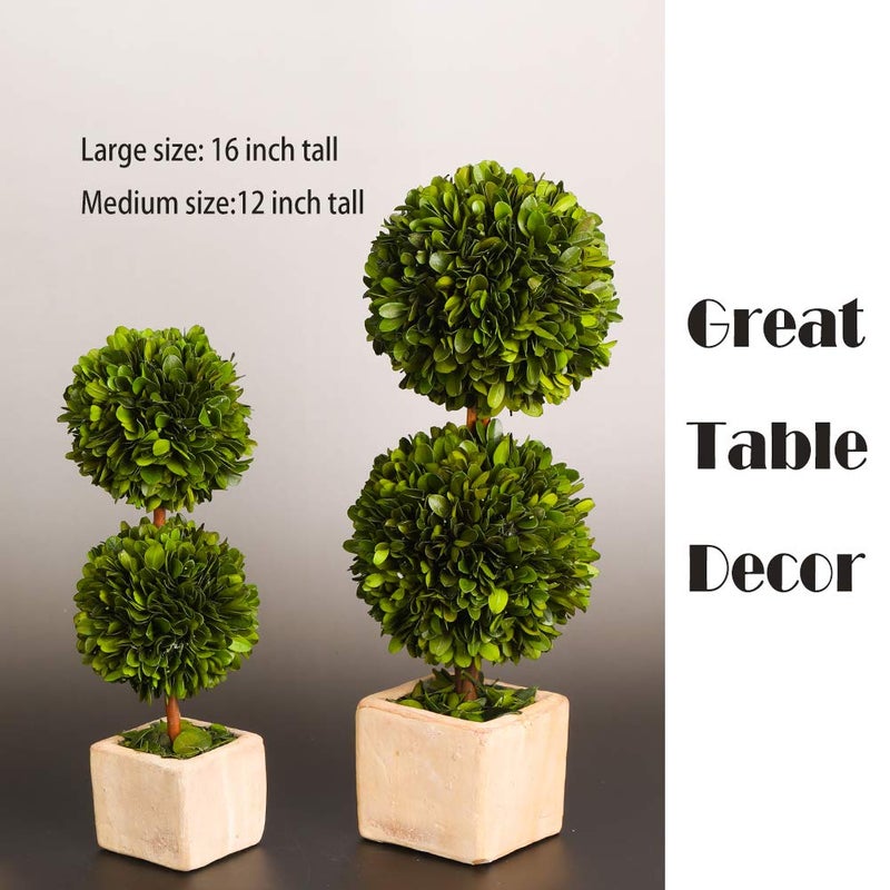BOXWOOD WORLD BOXWOOD WORLD Potted Preserved Boxwood Topiary Green Plant for Home Decor Double Ball Shape 12 inch Tall (Boxwood Double Ball Topiary  12 INCH)  - Image 4