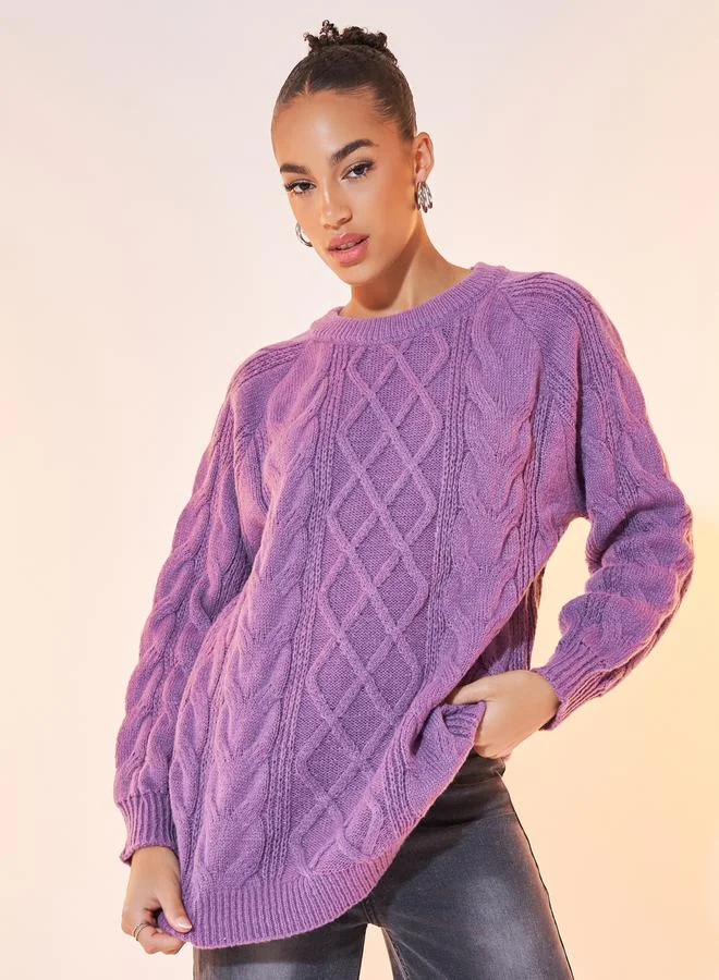 Take Two Solid Round Neck Long Sleeve Sweaters