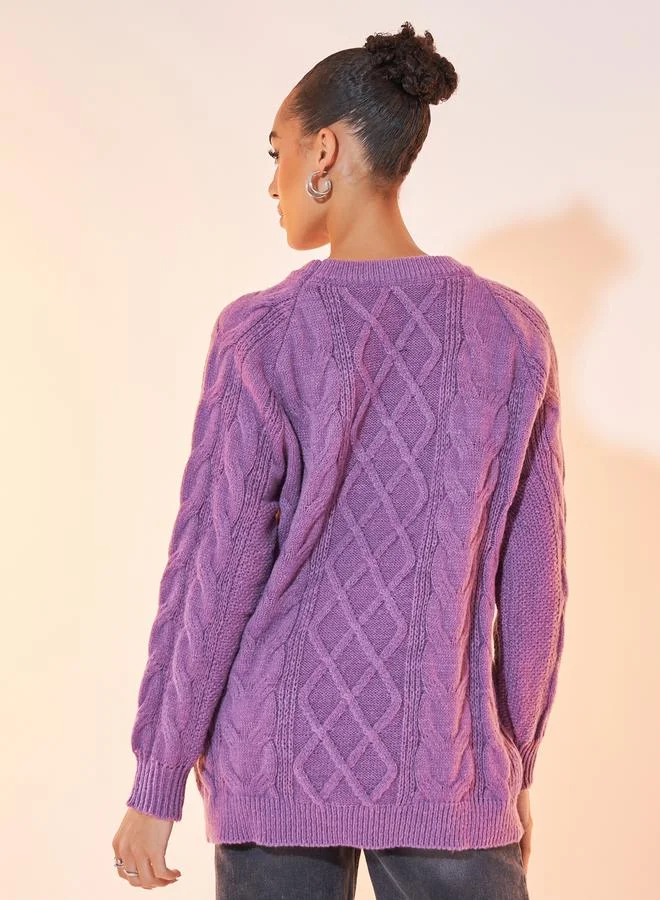 Take Two Solid Round Neck Long Sleeve Sweaters