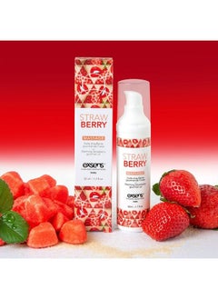 Exsens Strawberry Warming Massage Oil, All Natural, Paraben-Free Formula for Men, Women, and Couples, Edible and Body Safe, 1.7 fl oz, 1 Count