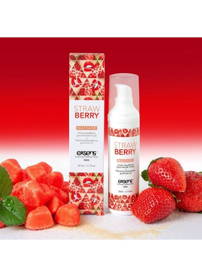Exsens - Exsens Strawberry Warming Massage Oil, All Natural, Paraben-Free Formula for Men, Women, and Couples, Edible and Body Safe, 1.7 fl oz, 1 Count - Image 1