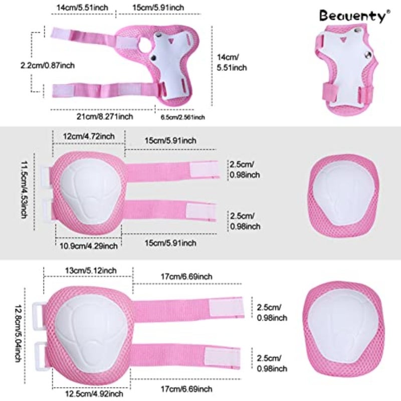 scooter cycling skateboard helmet and pads set for 3-8 years old, polyester/spandex blend, pink, adjustable fit with ventilation and CE certification - Image 2