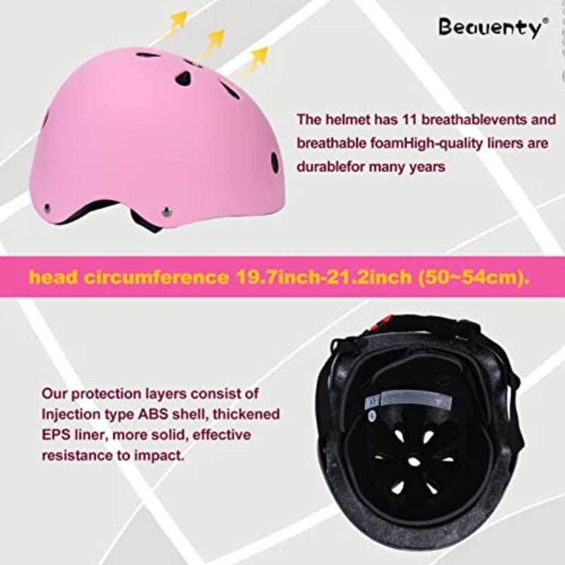 scooter cycling skateboard helmet and pads set for 3-8 years old, polyester/spandex blend, pink, adjustable fit with ventilation and CE certification - Image 5