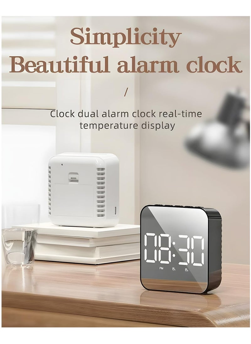 Oasisgalore - Digital Alarm Clock LED Display Mirror Clock，Modern Electronic Clock for Bedroom Office - Image 1