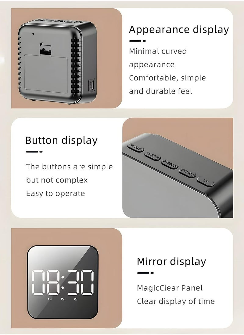 Oasisgalore - Digital Alarm Clock LED Display Mirror Clock，Modern Electronic Clock for Bedroom Office - Image 1