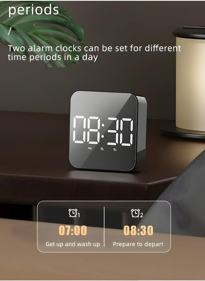 Oasisgalore - Digital Alarm Clock LED Display Mirror Clock，Modern Electronic Clock for Bedroom Office - Image 1