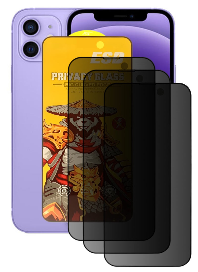 ESD 3 Pieces Tempered Dustproof Privacy Glass Screen Protector Compatible For iPhone 12 - Image 1