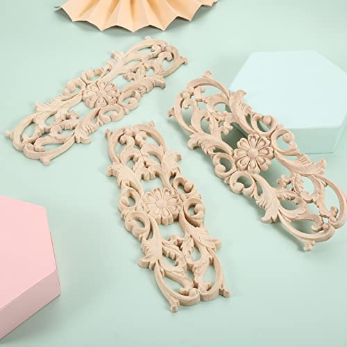 MUXSAM Wood Appliques Onlays, Long Wooden Carvings Decals Overlays for Wall Mantels Dresser Cabinet Closet Door Furniture Decoration(2-Pack, 22x8cm/8.7"x3.2") - Image 5