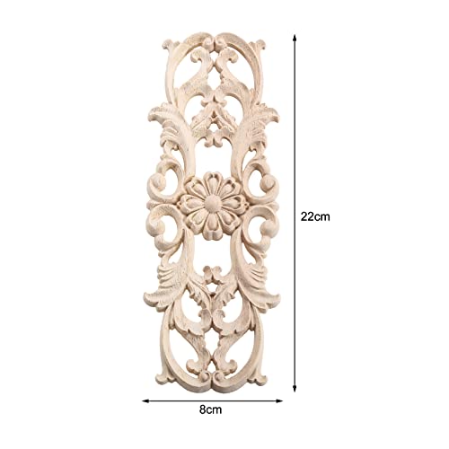 MUXSAM Wood Appliques Onlays, Long Wooden Carvings Decals Overlays for Wall Mantels Dresser Cabinet Closet Door Furniture Decoration(2-Pack, 22x8cm/8.7"x3.2") - Image 2