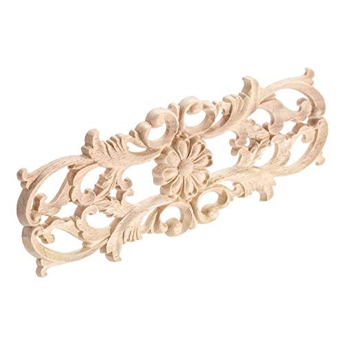 MUXSAM Wood Appliques Onlays, Long Wooden Carvings Decals Overlays for Wall Mantels Dresser Cabinet Closet Door Furniture Decoration(2-Pack, 22x8cm/8.7"x3.2") - Image 3