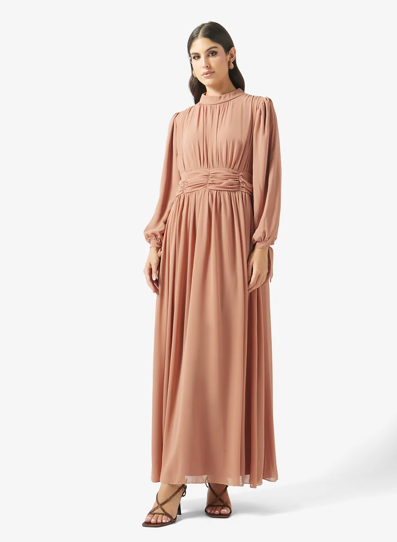 Pleated Waist Maxi Dress