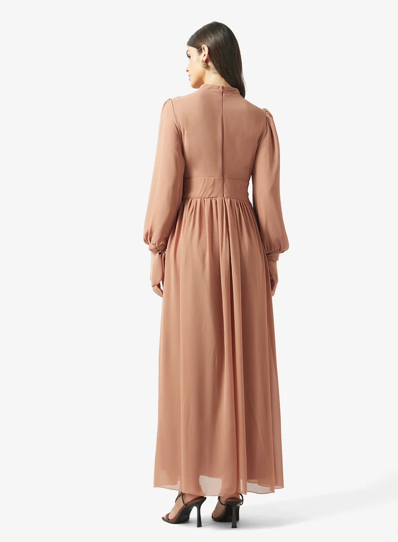 Fyor  Pleated Waist Maxi Dress for Women | Best Price UAE