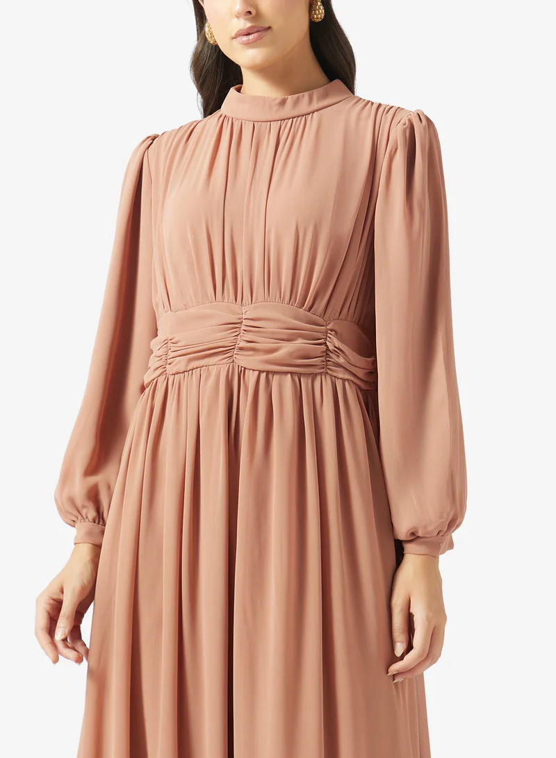 Fyor  Pleated Waist Maxi Dress for Women | Best Price UAE