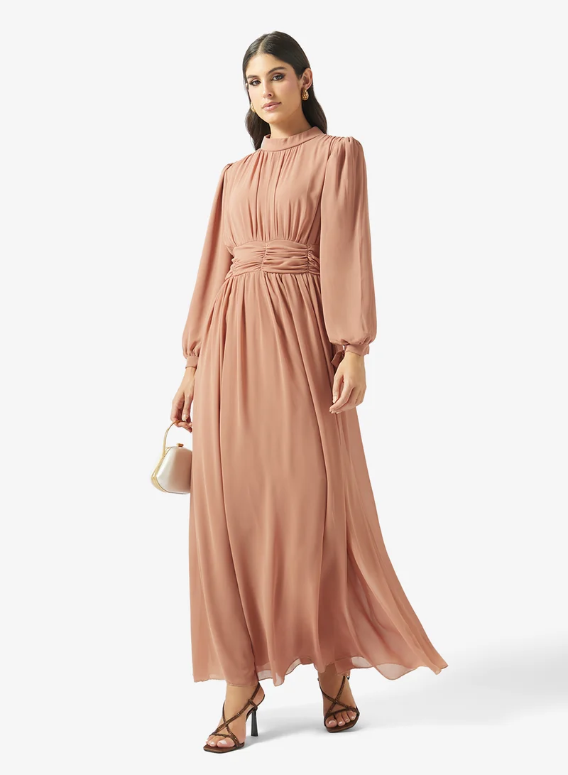 Fyor  Pleated Waist Maxi Dress for Women | Best Price UAE