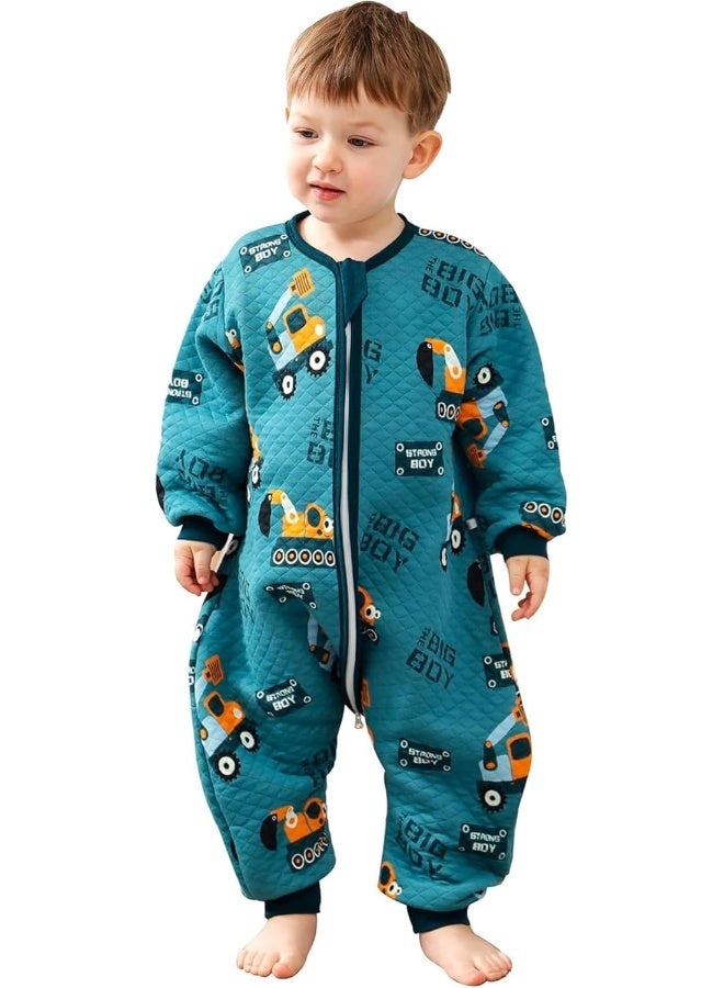 ZIGJOY Toddler Sleep Sack with Feet 1.5 Tog Sleeping Bag with Legs Wearable Blanket Toddler Cotton Footed Sleep Sack for Early Walkers, Excavator, 2T-3T, Medium - Image 1