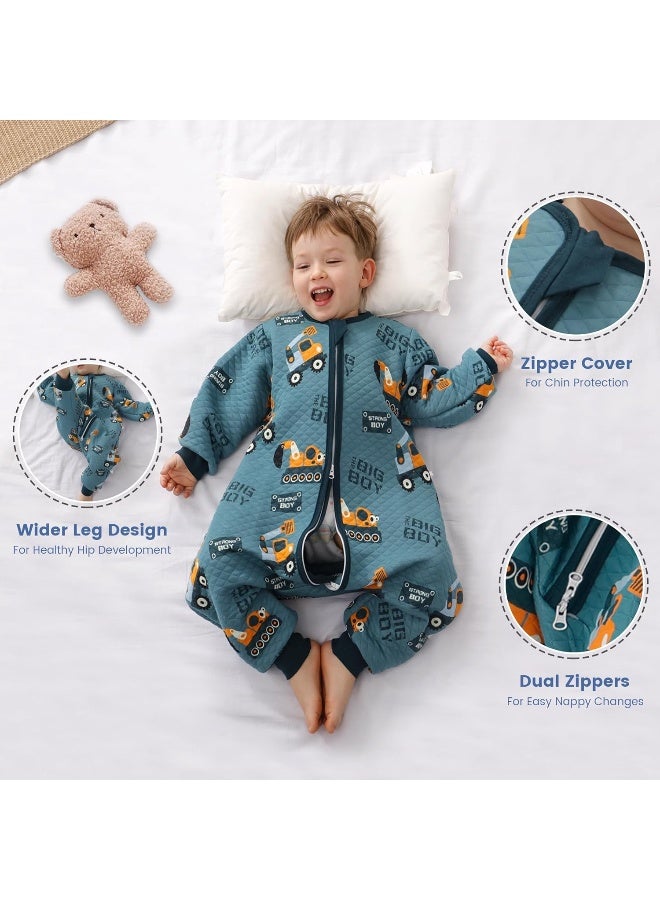ZIGJOY Toddler Sleep Sack with Feet 1.5 Tog Sleeping Bag with Legs Wearable Blanket Toddler Cotton Footed Sleep Sack for Early Walkers, Excavator, 2T-3T, Medium - Image 4