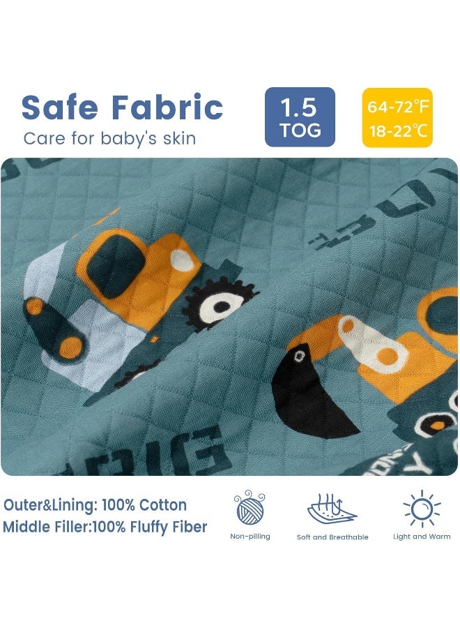 ZIGJOY Toddler Sleep Sack with Feet 1.5 Tog Sleeping Bag with Legs Wearable Blanket Toddler Cotton Footed Sleep Sack for Early Walkers, Excavator, 2T-3T, Medium - Image 2