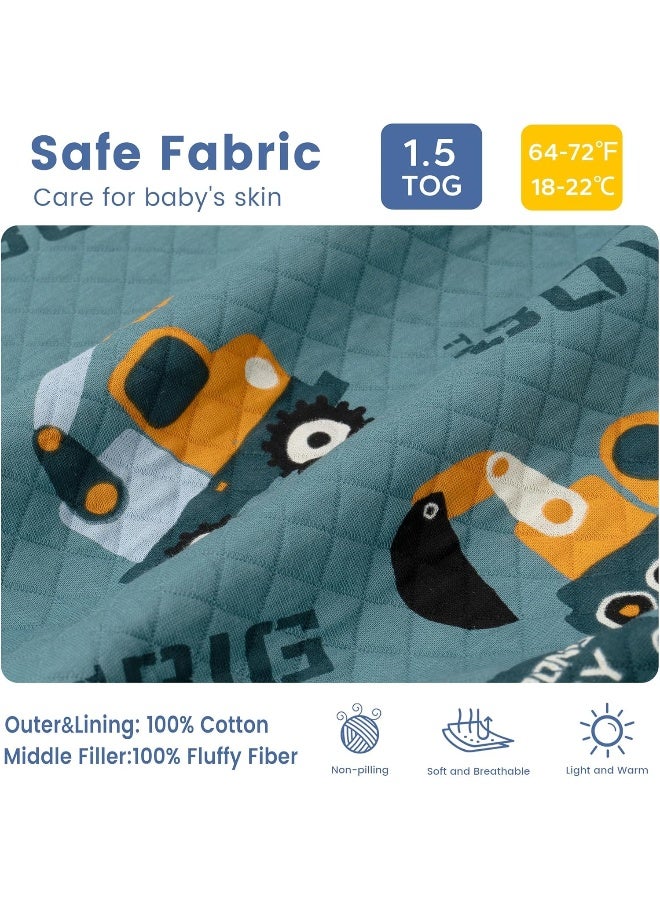 ZIGJOY Toddler Sleep Sack with Feet 1.5 Tog Sleeping Bag with Legs Wearable Blanket Toddler Cotton Footed Sleep Sack for Early Walkers, Excavator, 2T-3T, Medium - Image 3