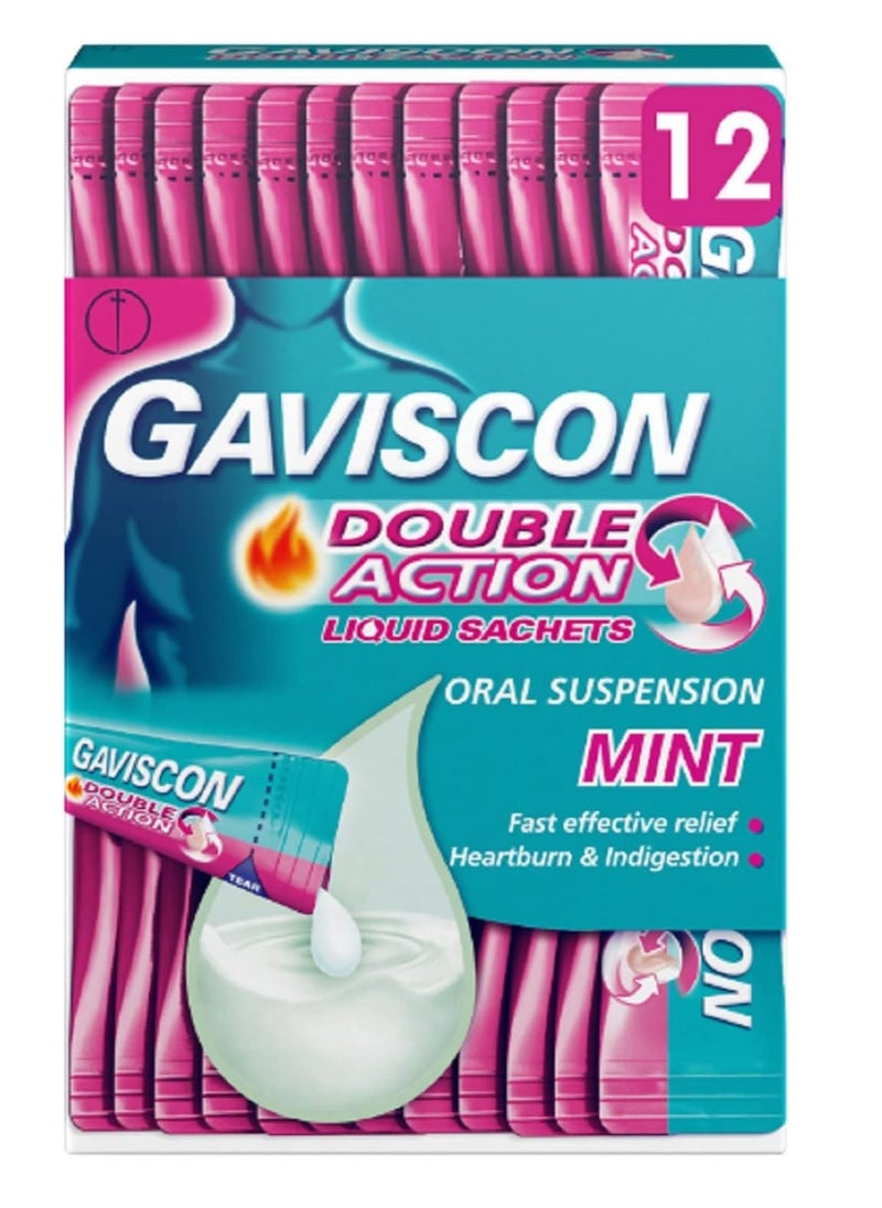 GAVISCON Double Action Heartburn And Indigestion Sachets, Mint Flavour 
