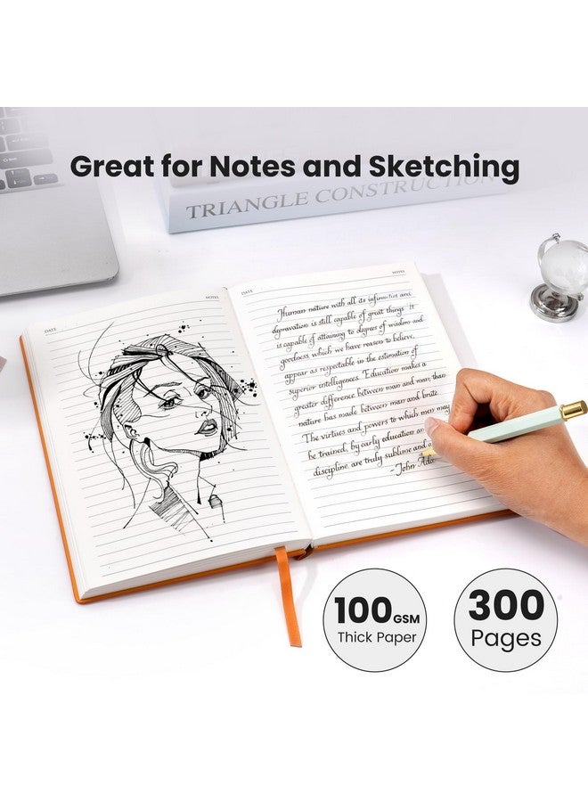 CAGIE New Days Personal Diary For Women, 300 Pages 100 Gsm Lined Journal 180°Lay Flat Daily Journals For Writing, Gift For Women Men During Any Stage Of Their Recovery Journey, Orange - Image 2