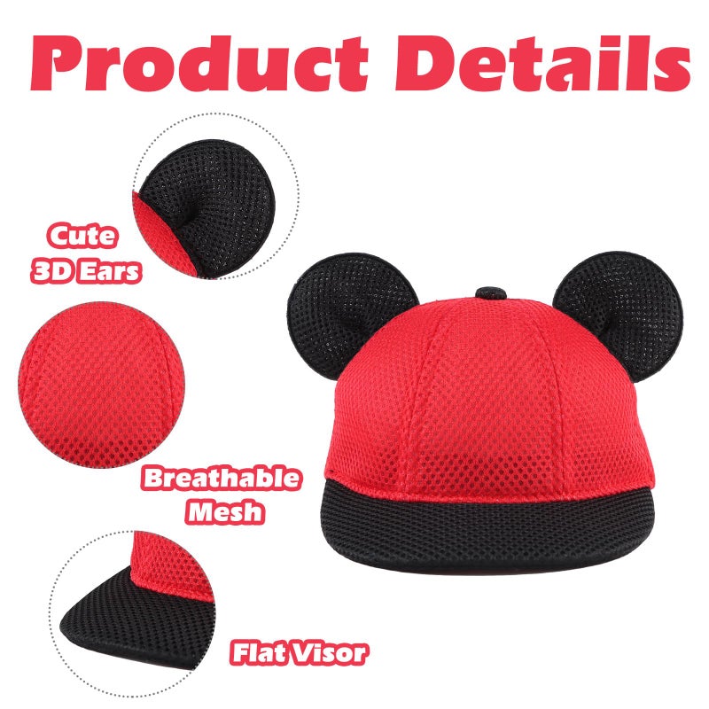 JANGANNSA Baby Mesh Cap Toddler Kids Sun Hat Mouse Ears Cute Cartoon Caps Summer (1-3Y,Mesh Red) - Image 3