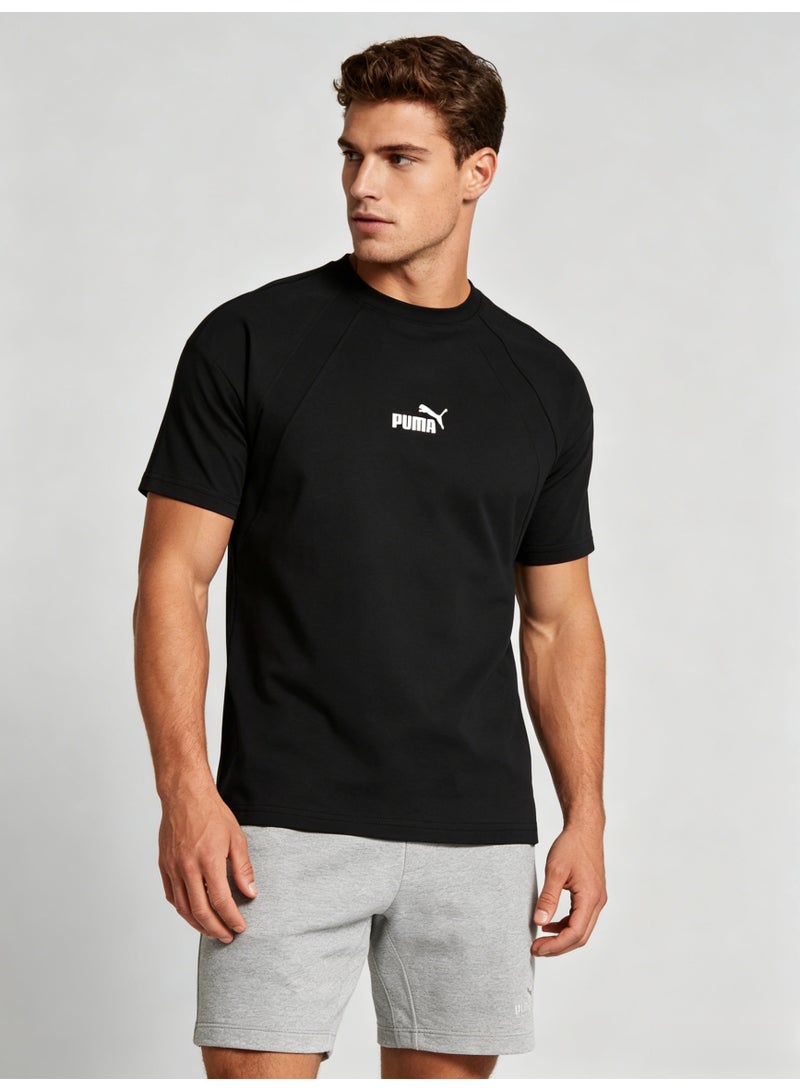 بوما PUMA Men's Classic Small Logo T-Shirt, Black Premium Cotton Short Sleeve Crew Neck Tee - Image 2