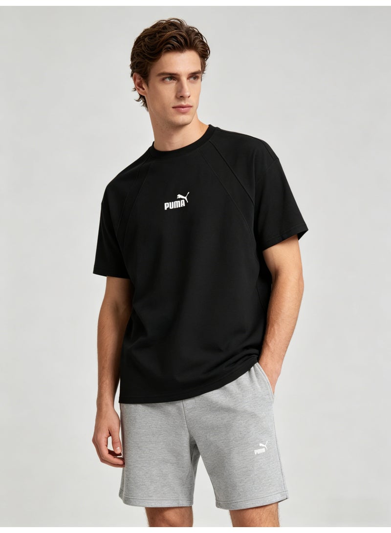 بوما PUMA Men's Classic Small Logo T-Shirt, Black Premium Cotton Short Sleeve Crew Neck Tee - Image 5