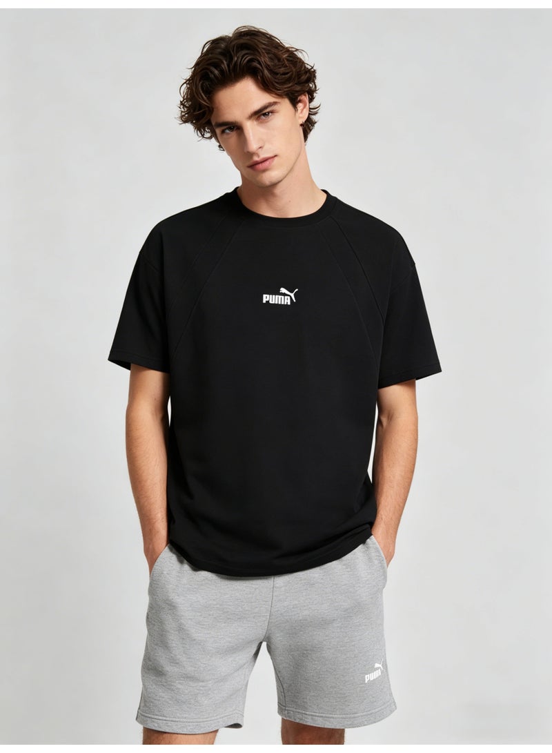 بوما PUMA Men's Classic Small Logo T-Shirt, Black Premium Cotton Short Sleeve Crew Neck Tee - Image 3