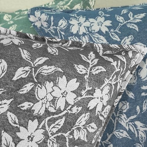 makkey Gray Floral Pillow Covers 20x20 Pack of 2 Pillow Cover Jacquard Couch Pillows Vintage Flower Pattern Decorative Throw Pillowcases for Living Room - Image 4