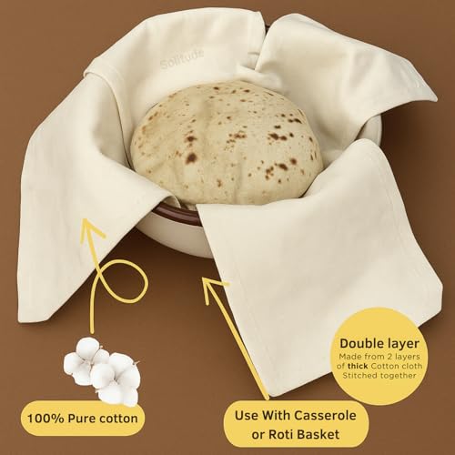 Solitude Cotton Roti Cloth Wrap with Flaps, Double Layer Cotton Cover for Chapati, Hot Case, Traditional Style Kitchen Chapati Wrap, Kitchen Roti Cover for Tiffin - Image 4