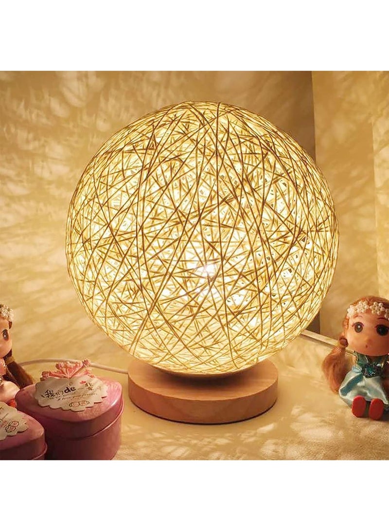 DANIM Floor Lamp Round Wooden Table Lamp, Decorative Wooden Bedside Lamp Usb Charger Bedside Table End Table Coffee Room - Image 3