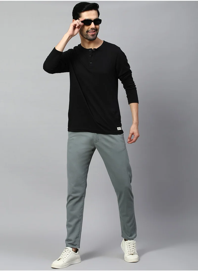 دينيس لينغو Aqua Tapered Fit Men's Chinos - 100% Cotton, Mid-Rise, Button & Zip Closure