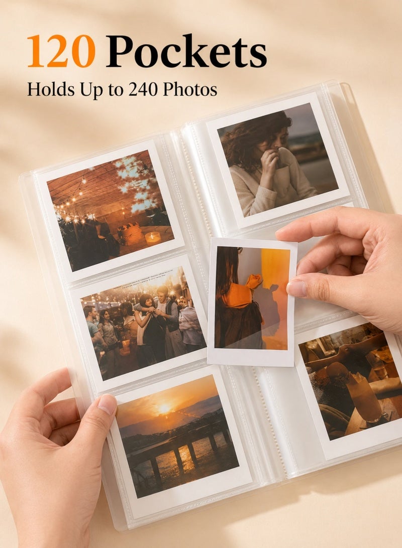 Sisily 240 Sheets Mini Polaroid Photo Album 2x3 Inch  Photo Book for Fujifilm Instax Mini Camera Collector DIY, White（120 Pockets） - Image 2