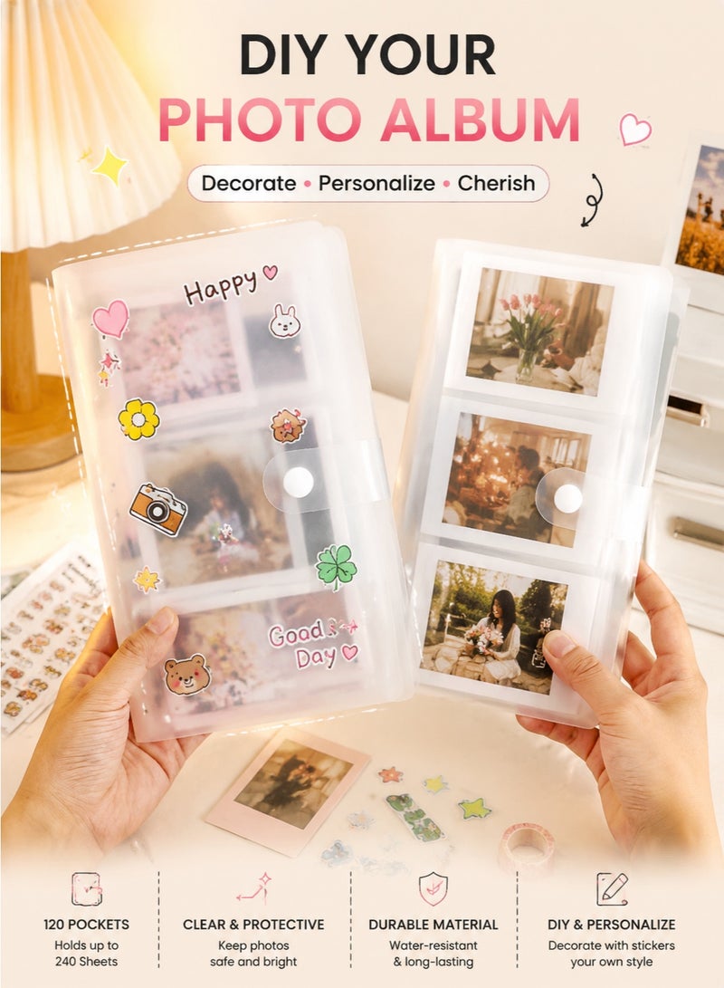 Sisily 240 Sheets Mini Polaroid Photo Album 2x3 Inch  Photo Book for Fujifilm Instax Mini Camera Collector DIY, White（120 Pockets） - Image 5
