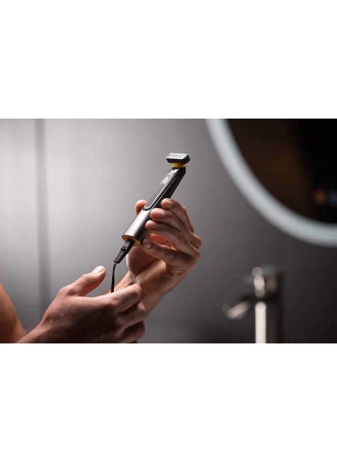 Micro Touch MicroTouch SOLO Titanium, Rechargeable Beard & Body Razor that Trims, Edges, Shaves, and Grooms  - Image 3