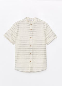 LC WAIKIKI Grandad Collar Striped Short Sleeve Boy'S Shirt  - Image 1