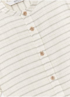 LC WAIKIKI Grandad Collar Striped Short Sleeve Boy'S Shirt  - Image 3