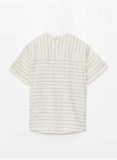 LC WAIKIKI Grandad Collar Striped Short Sleeve Boy'S Shirt  - Image 2