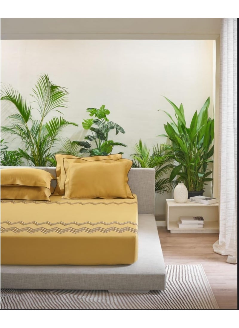 D'Decor D'Decor 300 TC King Size Embroidered Bed Sheet - King Size - 100% Cotton with 2 Pillow Covers- 1107  - Image 1