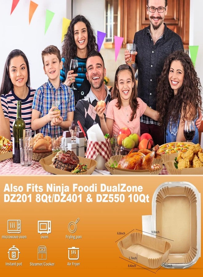 MMH 130PCs Air Fryer Liners Disposable for Ninja SL401/SL451, Rectangle Baking Parchment Paper Ninja DoubleStack XL Air Fryer Inserts Accessories, Food-Grade Paper Liners for Ninja DZ201/DZ401/DZ550 - Image 3